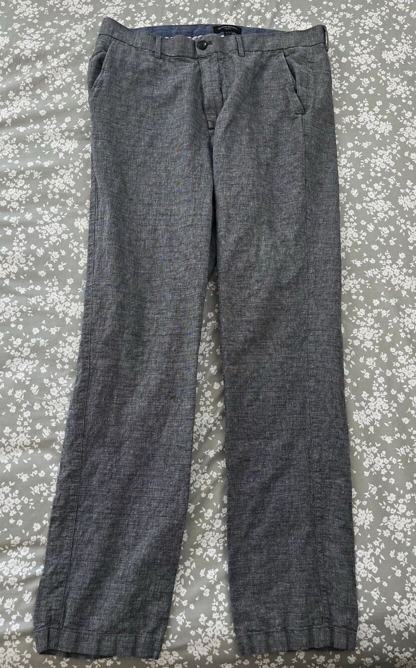 Banana Republic Men’s Slim Fit Flat Front Twill Cotton Dress Pants 36x36, Gray